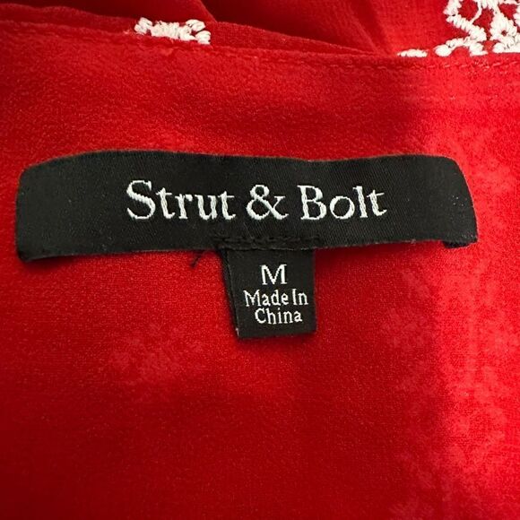 New! Strut & Bolt Red and White Surplice Bodysuit Sz M - Picture 3 of 5